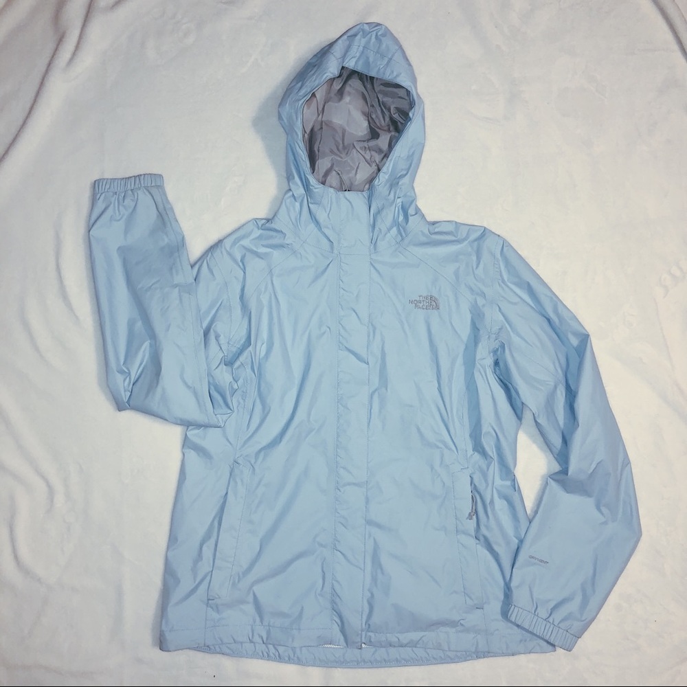 North Face light blue windbreaker rain jacket